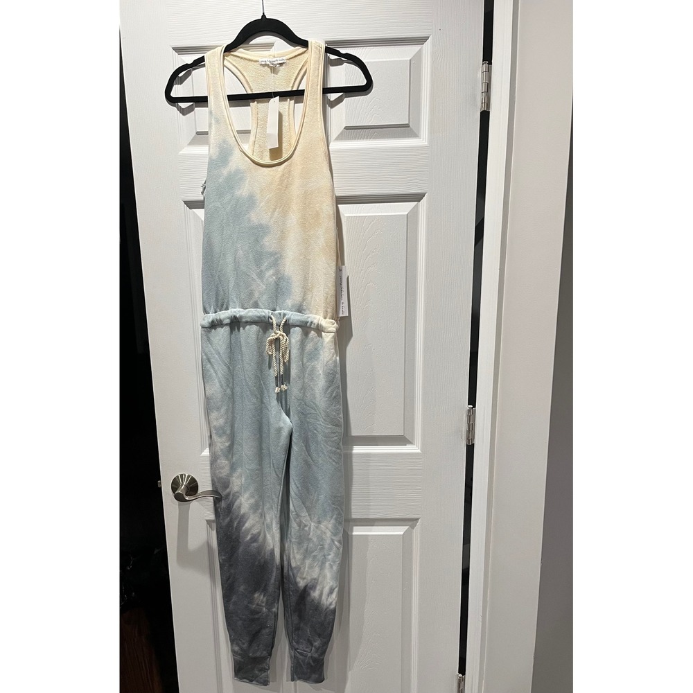 Young Fabulous & Broke Tie Dye Racerback Jumpsuit Blue Cream Small NWT